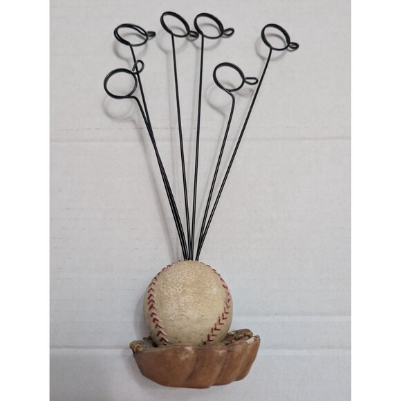 Baseball Photo Post Card Holder Decor Resin wire mit and ball 6 posts 13 inch - Picture 11 of 11